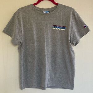 Vintage Champion Athletic Short Sleeve Gray Graphic Tee Size Large